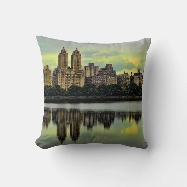 New York City Central Park Skyline Throw Pillow (Front)