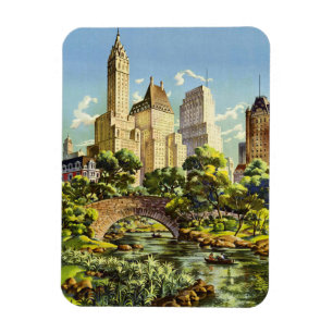 New York City Central Park Vintage Poster Magnet