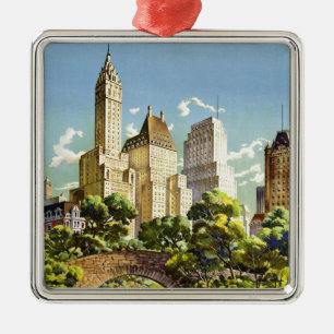 New York City Central Park Vintage Poster Metal Ornament