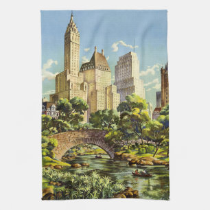 New York City Central Park Vintage Poster Towel