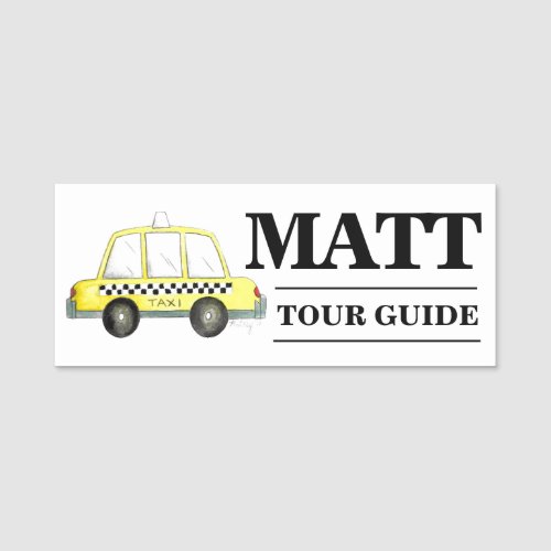 New York City Checkered Yellow Taxi Cab NYC Name Tag
