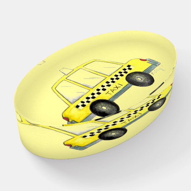 New York City Checkered Yellow Taxi Cab NYC Paperweight (Angled)