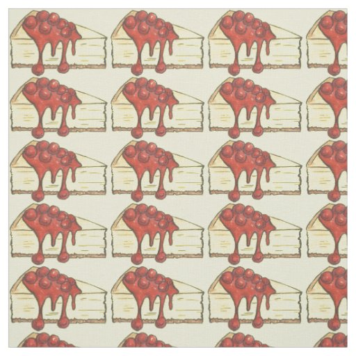 New York City Cherry Cheesecake Cheese Cake Slice Fabric