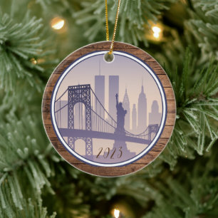 New York City Christmas - Custom Year Name Ceramic Ornament