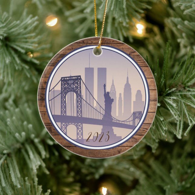 New York City Christmas - Custom Year Name  Ceramic Ornament (Tree)