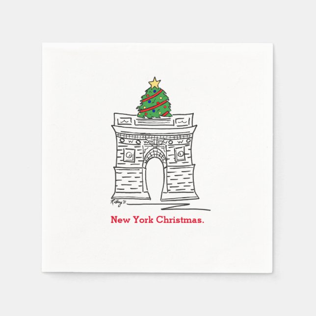 New York City Christmas NYC Christmas Tree Paper Napkins (Front)