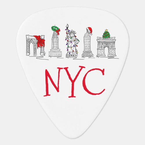 New York City Christmas NYC Holiday Landmarks Guitar Pick
