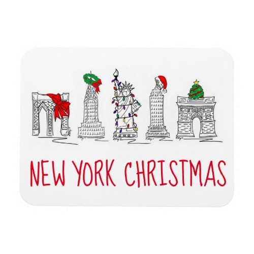 New York City Christmas NYC Holiday Landmarks Magnet