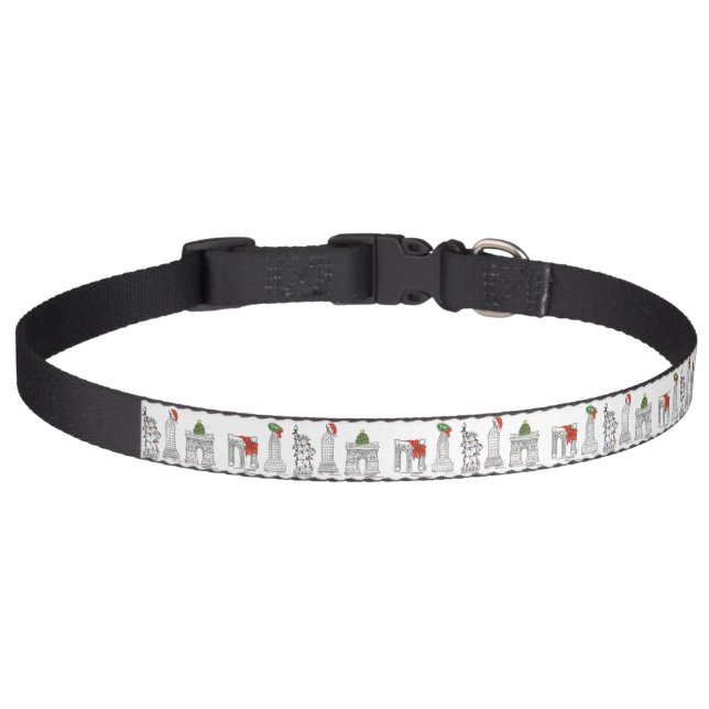New York City Christmas NYC Holiday Landmarks Pet Collar (Front)