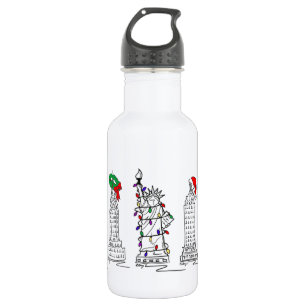 New York City Christmas NYC Holiday Landmarks Xmas Water Bottle