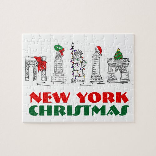 New York City Christmas NYC Landmarks Holiday Jigsaw Puzzle
