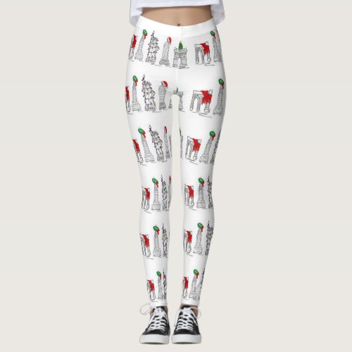 New York City Christmas NYC Landmarks Holiday Leggings