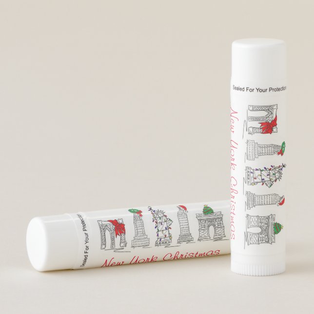 New York City Christmas NYC Landmarks Holiday Lip Balm (Front)