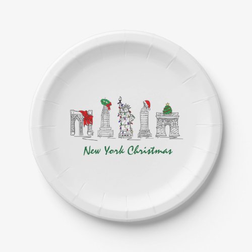 New York City Christmas NYC Landmarks Holiday Paper Plates