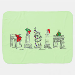 New York City Christmas NYC Landmarks Holiday Stroller Blanket