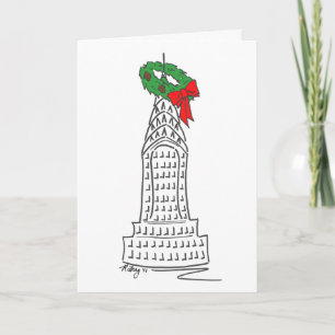 New York City Christmas NYC Skyscraper Wreath Holiday Card