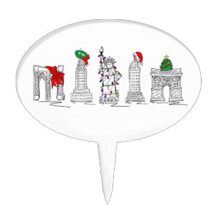 New York City Christmas NYC Xmas Holiday Landmarks Cake Topper