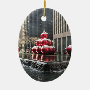 New York City Christmas Rockefeller Center Snow NY Ceramic Ornament