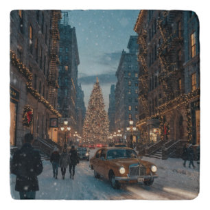 New York City Christmas Street Poster Trivet