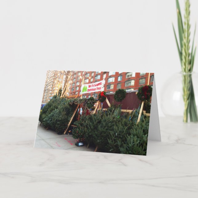 New York City Christmas Tree Stand Holiday Photo Card (Front)