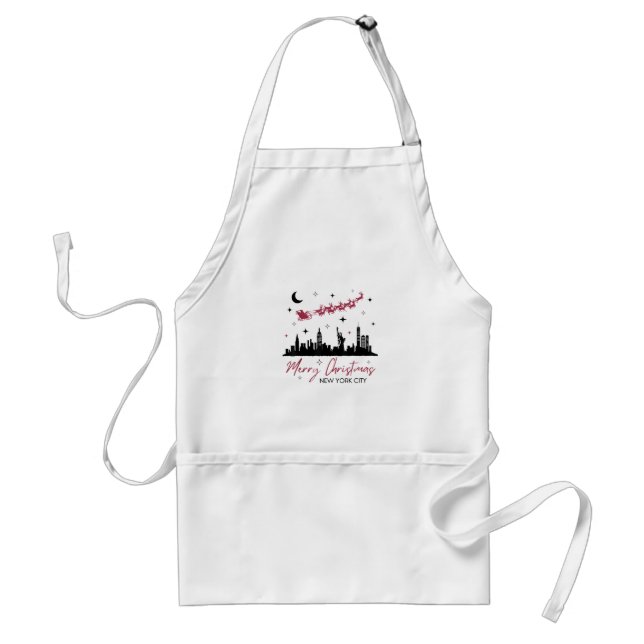 New York City Christmas Trip, Merry Christmas New  Adult Apron (Front)