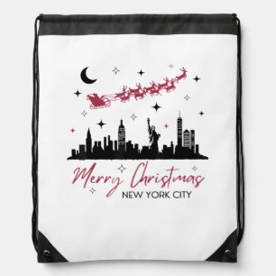 New York City Christmas Trip, Merry Christmas New Drawstring Bag