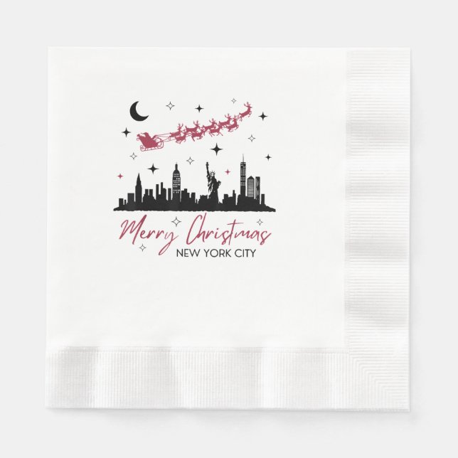New York City Christmas Trip, Merry Christmas New  Napkins (Front)