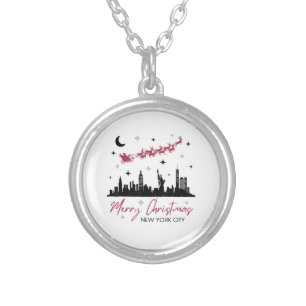 New York City Christmas Trip, Merry Christmas New Silver Plated Necklace