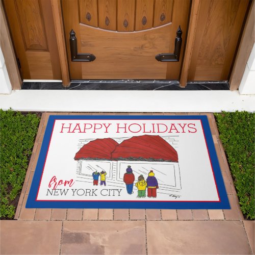 New York City Christmas Window Shopping 5th Avenue Doormat