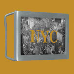 New York City circa 1979 Photographic Belt Buckle<br><div class="desc">This monochromatic,  black and white,  cityscape with just a hint of color from a row of yellow cabs in a street below is New York City circa 1979 is a unique photographic belt buckle design.

This is original Urban city photography by JLW_PHOTOGRAPHY</div>