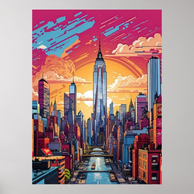 New York City Cityscape Landcape Poster (Front)