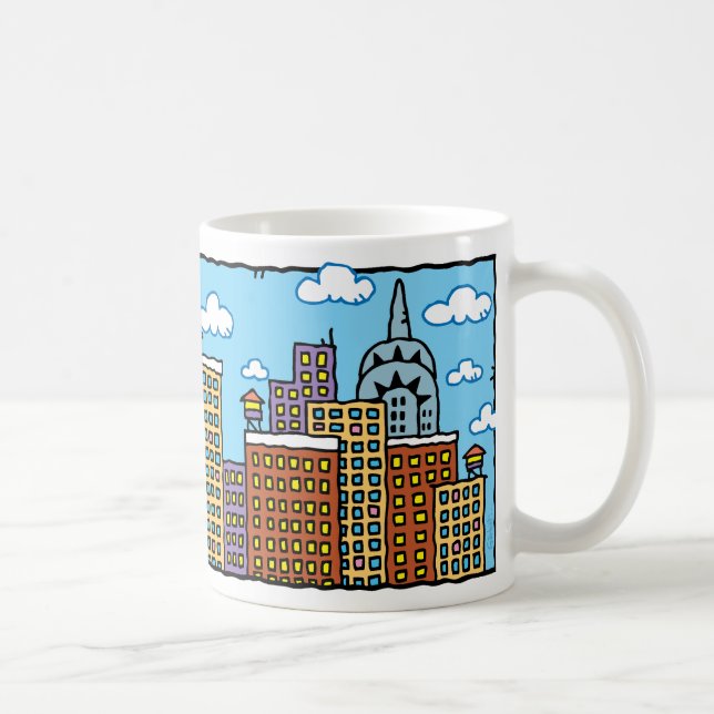 New York City Color Cartoon Skyline Mug (Right)