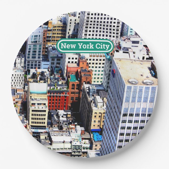 New York City colorful modern  Paper Plates (Front)