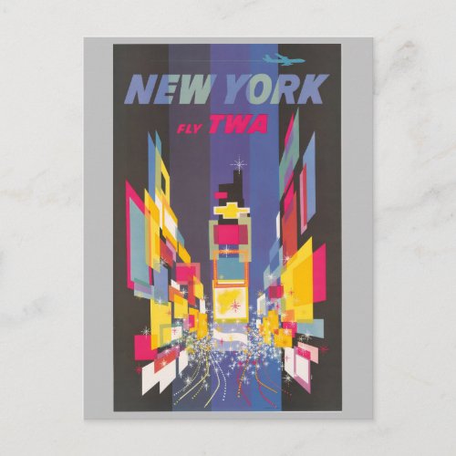 New York City Colorful Times Square Travel Poster Postcard