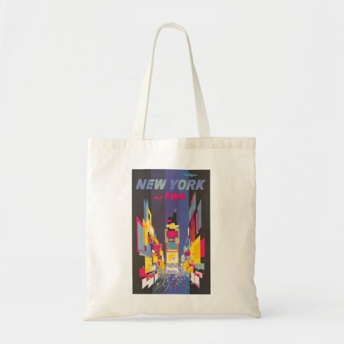 New York City Colorful Times Square Travel Poster Tote Bag