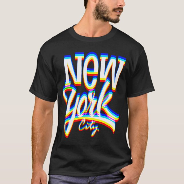 NEW YORK CITY Cool Typographic T-Shirt (Front)