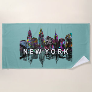 New York city covered in graffiti Beach Towel