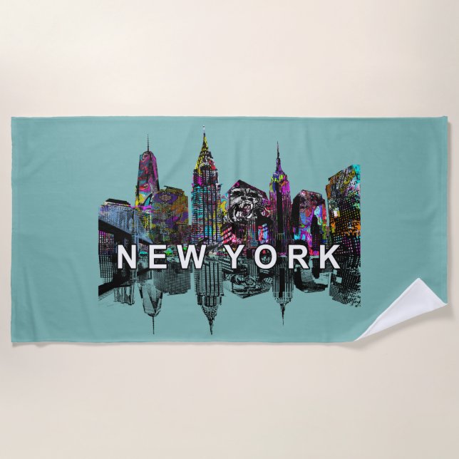 New York city covered in graffiti  Beach Towel (Front)