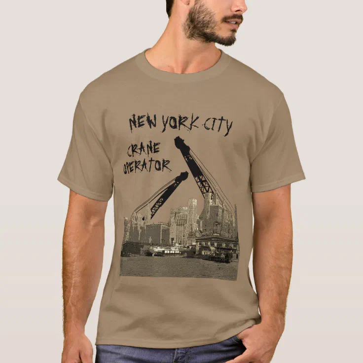 New York City Crane Operator 1930's Skyline Comic T-shirt 