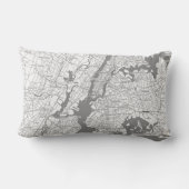 New York City Custom Map | Black White Gray Lumbar Pillow (Back)