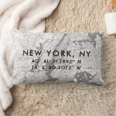 New York City Custom Map | Black White Gray Lumbar Pillow (Blanket)