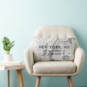 New York City Custom Map | Black White Gray Lumbar Pillow (Chair)