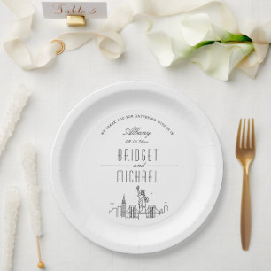 New York City Deco Skyline   Wedding Event Paper Plates
