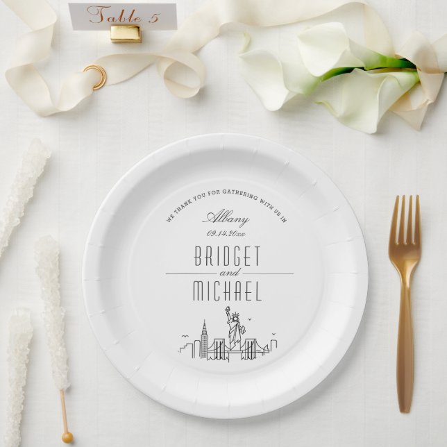 New York City Deco Skyline | Wedding Event Paper Plates (Wedding)