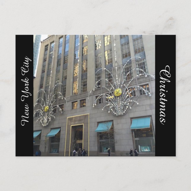 New York City Decorated for Christmas Postcard (Front)