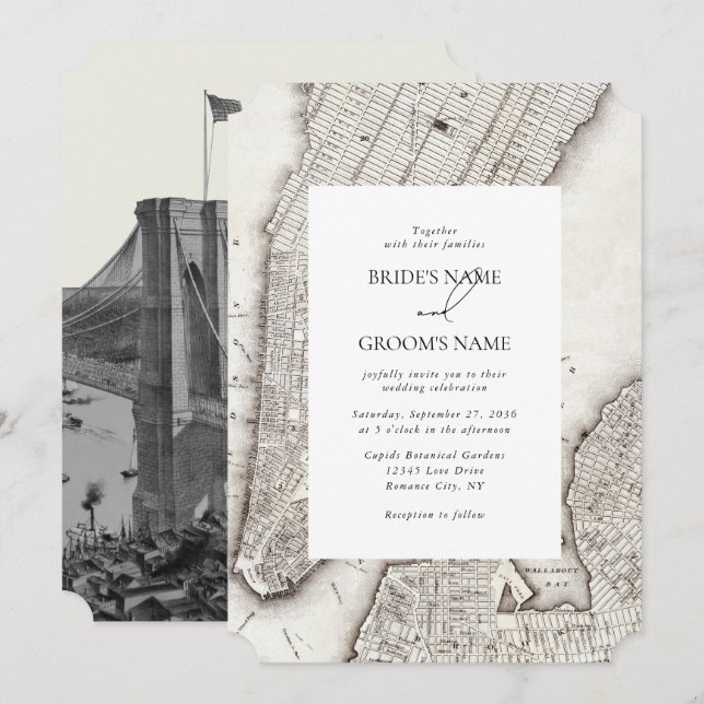 New York City Destination NYC Wedding Invitation (Front/Back)