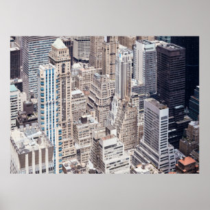 New York City diverse architecture, color toned ae Poster