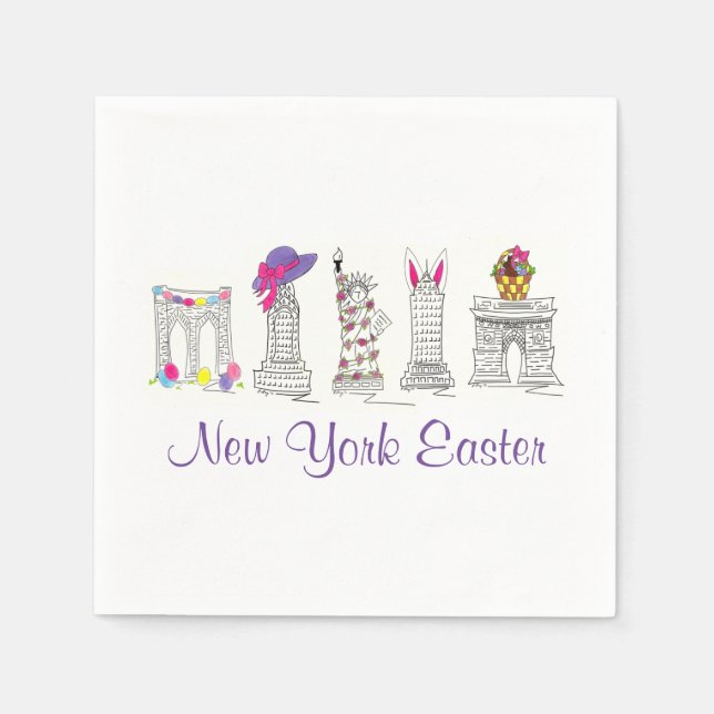 New York City Easter NYC Landmarks Architecture Paper Napkins (Front)