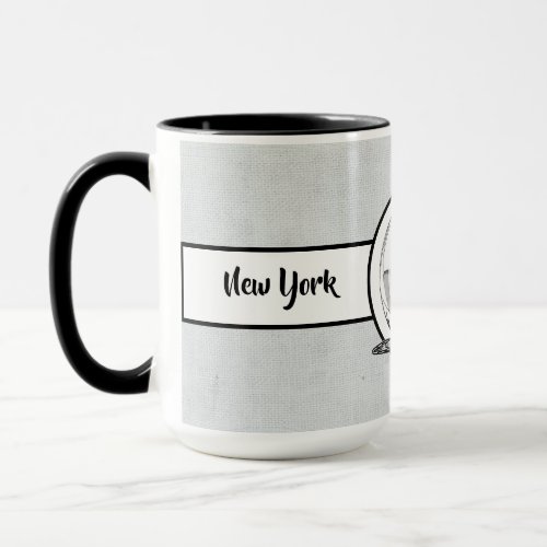 New York City Elegant linen Ringer 15oz Mug