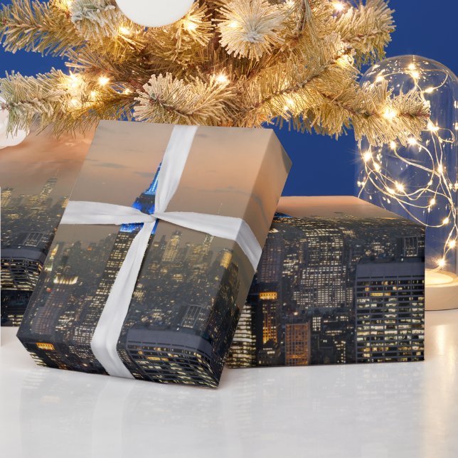 New York City Empire State Building Iconic Poster Wrapping Paper (Holidays)